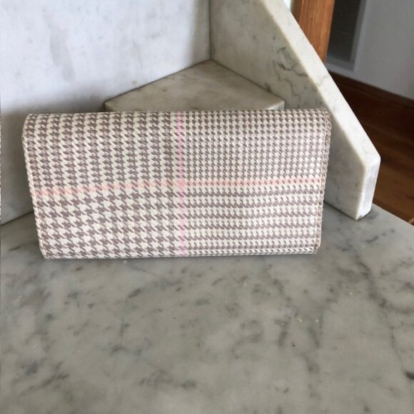 RALPH LAUREN Long Tweed Wallet Cream Pink Gray - Picture 3 of 16